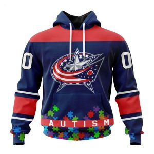 Personalized NHL Columbus Blue Jackets Specialized Unisex Kits Hockey Fights Against Autism Hoodie