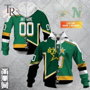 Personalized NHL Dallas Stars Vintage Mix Minnesota North Stars Jersey Style Hoodie