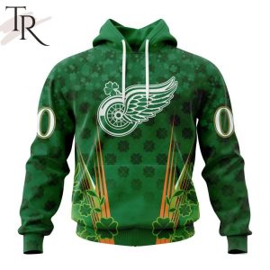 Personalized NHL Detroit Red Wings Full Green Design For St. Patrick’s Day Hoodie