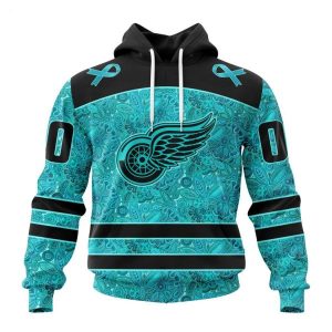 Personalized NHL Detroit Red Wings Special Design Fight Ovarian Cancer Hoodie