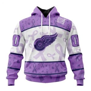 Personalized NHL Detroit Red Wings Special Lavender Fight Cancer Hoodie