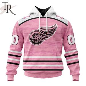 Personalized NHL Detroit Red Wings Special Pink Fight Breast Cancer Design Hoodie