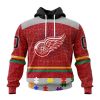 Personalized NHL Detroit Red Wings Specialized Design With Fearless Aganst Autism Concept Hoodie