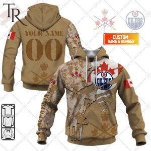 Personalized NHL Edmonton Oilers Marine Corps Camo Hoodie