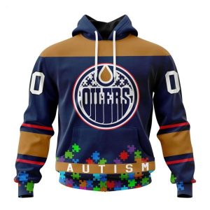 Personalized NHL Edmonton Oilers Specialized Unisex Kits Hockey Fights Against Autism Hoodie