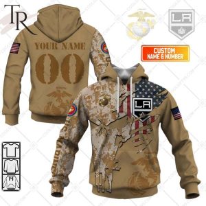 Personalized NHL Los Angeles Kings Marine Corps Camo Hoodie