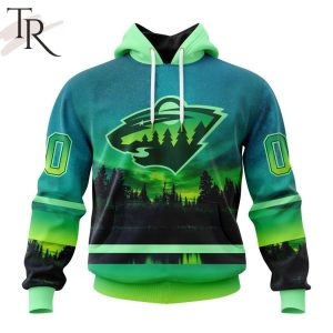 Personalized NHL Minnesota Wild Special Design With Northern Lights ST2302 Hoodie