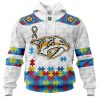 Personalized NHL Nashville Predators Autism Awareness 3D Hoodie