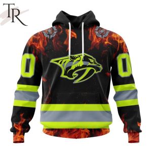 Personalized NHL Nashville Predators Special Design Honoring Firefighters Hoodie