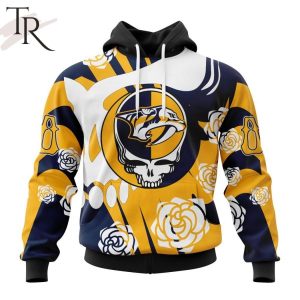 Personalized NHL Nashville Predators Special Grateful Dead Gathering Flowers Design Hoodie