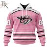 Personalized NHL Nashville Predators Special Pink Fight Breast Cancer Design Hoodie