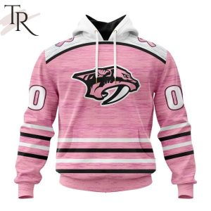 Personalized NHL Nashville Predators Special Pink Fight Breast Cancer Design Hoodie