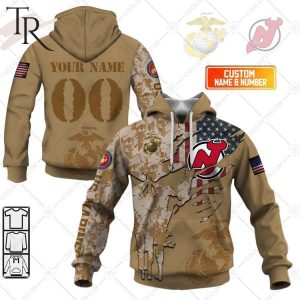 Personalized NHL New Jersey Devils Marine Corps Camo Hoodie