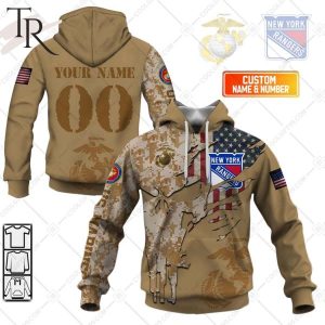 Personalized NHL New York Rangers Marine Corps Camo Hoodie