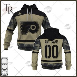 Personalized NHL Philadelphia Flyers Camo Military Appreciation Team Authentic Custom Practice Jersey Hoodie 3D