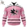 Personalized NHL San Jose Sharks Special Pink Fight Breast Cancer Design Hoodie