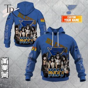 Personalized NHL St. Louis Blues x Kiss Band V2 Style Hoodie 3D