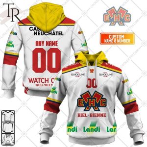 Personalized NL Hockey EHC Biel Away Jersey Style Hoodie