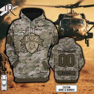 Personalized NL Hockey EV Zug Army Camo Style Hoodie