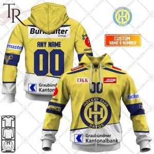 Personalized NL Hockey HC Davos Away Jersey Style Hoodie