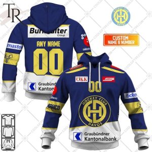 Personalized NL Hockey HC Davos Home jersey Style Hoodie