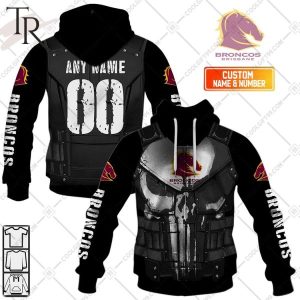 Personalized NRL Brisbane Broncos Punisher Hoodie