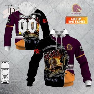 Personalized NRL Brisbane Broncos x AC DC Hoodie 3D