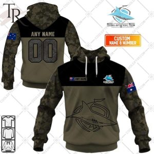 Personalized NRL Camouflage V2 Cronulla Sutherland Sharks Hoodie