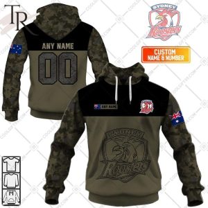 Personalized NRL Camouflage V2 Sydney Roosters Hoodie