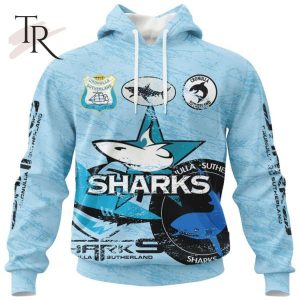 Personalized NRL Cronulla-Sutherland Sharks Special Retro Logo Design Hoodie 3D