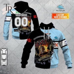 Personalized NRL Cronulla Sutherland Sharks x AC DC Hoodie 3D