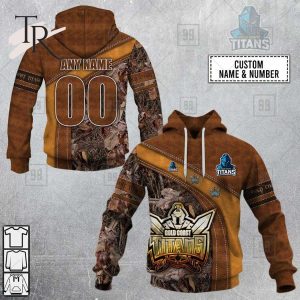 Personalized NRL Gold Coast Titans Leather leaf Style Hoodie 3D