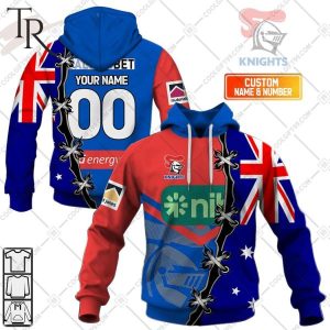 Personalized NRL Newcastle Knights Home Jersey Mix Flag Hoodie