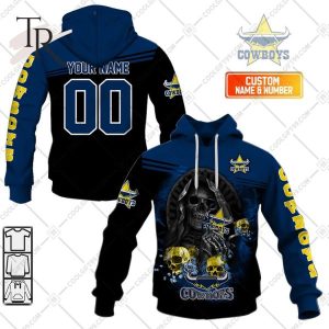 Personalized NRL North Queensland Cowboys Skull Death Art Hoodie