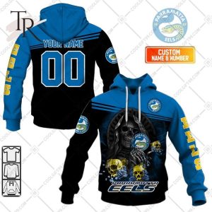 Personalized NRL Parramatta Eels Skull Death Art Hoodie