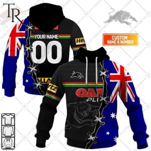 Personalized NRL Penrith Panthers Home Jersey Mix Flag Hoodie