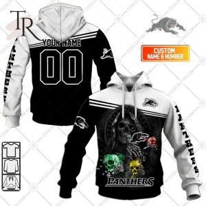 Personalized NRL Penrith Panthers Skull Death Art Hoodie