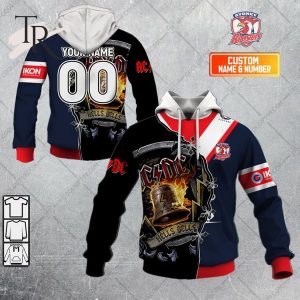 Personalized NRL Sydney Roosters x AC DC Hoodie 3D