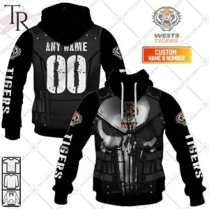 Personalized NRL Wests Tigers Punisher Hoodie