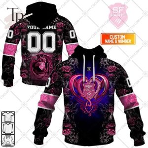 Personalized Stade Francais Paris Rugby Rose Dragons Design Hoodie