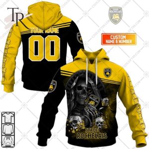 Personalized Stade Rochelais Rugby Skull Death Design Hoodie