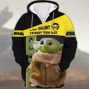 Star Wars Shirts Yoda 3D Full Print Zipper Hoodie Tshirt I’m Not Short I’m Baby Yoda Size