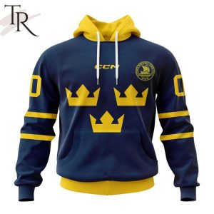 Sweden National Ice Hockey Team Personalized Navy Kits Hoodie