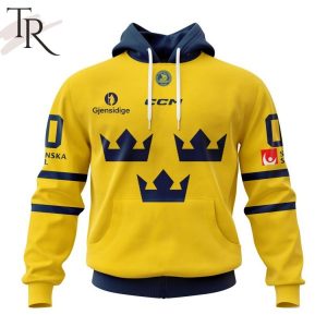 Sweden National Ice Hockey Team Personalized Yellow Kits Hoodie