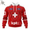 Swiss Ice Hockey Orginal Personalized Red Kits Hoodie