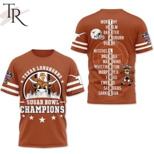 Texas Longhorns Sugar Bowl Champions Mascot And City Design 3D Shirt