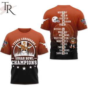 Texas Longhorns Sugar Bowl Champions Mascot And City Design 3D Shirt